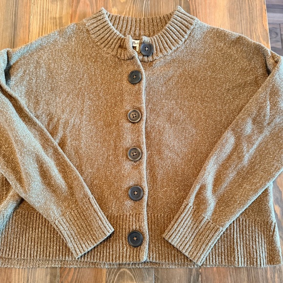 Madewell Sweaters - Madewell Broadway cotton knit button-front cardigan sweater olive green/brown